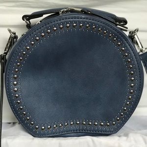 Inc. blue crossbody purse with silver detailing